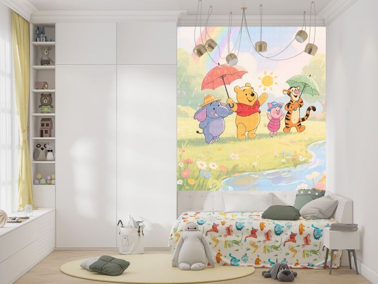 Gökkuşağı altında hayvanlar çocuk odası poster duvar kağıdı