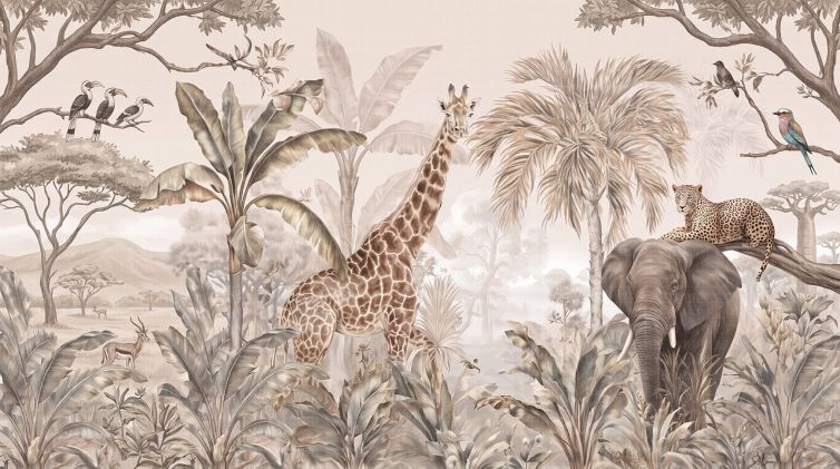 Afrika ormanda hayvanlar poster duvar kağıdı