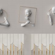 Kadın rölyefli panel görünümlü poster duvar kağıdı