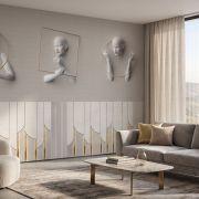 Kadın rölyefli panel görünümlü poster duvar kağıdı