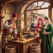 Osmanlı döneminde kahve dükkanı poster duvar kağıdı
